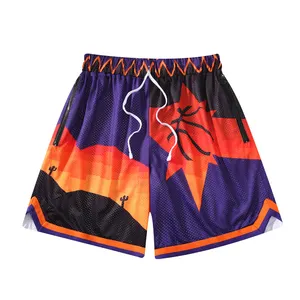Высококачественные сетчатые баскетбольные шорты из полиэстера с вышивкой и логотипом