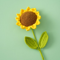 Tige de tournesol classique unie en amigurumi fait main, cadeau floral minimaliste et chaleureux pour vase et décoration de table