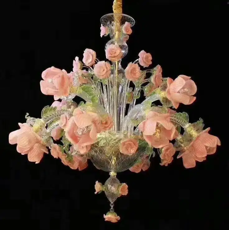 Art Flower Zeitgenössische Kronleuchter Pendel leuchten Moderne maßge schneiderte weiße Lampe geblasenes Glas Kristall Murano Glas Glas 360 MJ