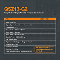 QSZ13-G2, Ensemble moteur certifié EPA Tier4 Final pour groupe électrogène, 400-440KW