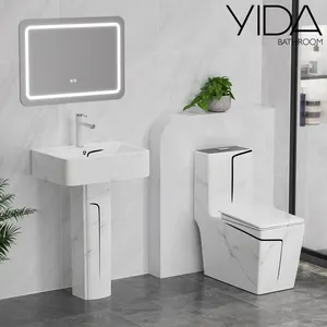 YIDA 2023 New Launch Dual-flush 1 Piece Toilet And Pedestal Basin Sets Multi Colors Black Blue Green Toilet Combo