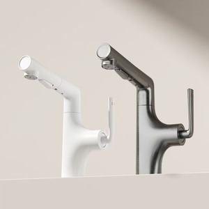 All Copper Pull Out Telescopic Faucet Single Handle Deck <b>Mounted</b> Ceramic Valve Core Basin Faucet - Product Image 3