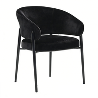 Fauteuil d'appoint luxueux avec structure métallique et revêtement en velours, dossier incurvé, pour salle à manger et salon
