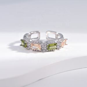 wholesale 925 plata jewelry sterling silver butterfly <b>ring</b> fine wedding green stone women heart colorful zircon <b>adjustable</b> <b>rings</b> - Product Image 1