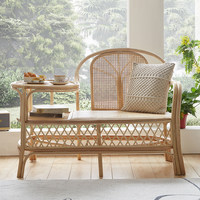 Chaise en rotin vintage avec table à thé, meubles de salon durables et écologiques pour les balcons et les espaces lounge