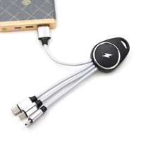 Cable de Carga LED 3 en 1 con Llavero, Regalo Premium en Oferta |   Gadget Promocional con Logotipo Luminoso |   Cargador Portátil Universal