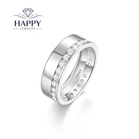 Bague pour homme en argent sterling S925 et moissanite, style simple et imposant, large bande éternelle, pour l'approvisionnement B2B de bijoux