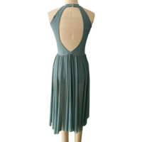 Robe de danse latine bleu turquoise maille extensible douce fille vêtements de danse adulte scène lyrique Performance Costume de danse