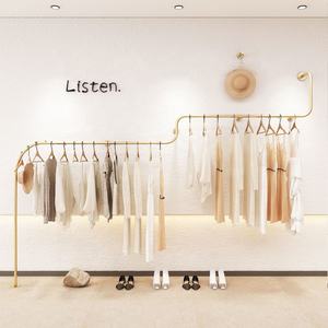 Perchero de Pared para Ropa de Mujer <span class=keywords><strong>y</strong></span> Niños, Exhibición de Metal Dorado para Tienda, Estantes Especiales para Colgar en la Pared - Product Image 3