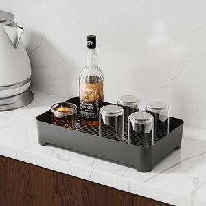 Multifunction Storage Tray Rectangle Matte Finish Gunmetal Color Food Serving Tea Set Holder Living Room Organizer - Product Image 4
