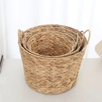 Paniers de rangement multifonctionnels pour bateau avec poignées - Organisateurs en jacinthe d'eau naturelle tressée pour couvertures, chambre à coucher