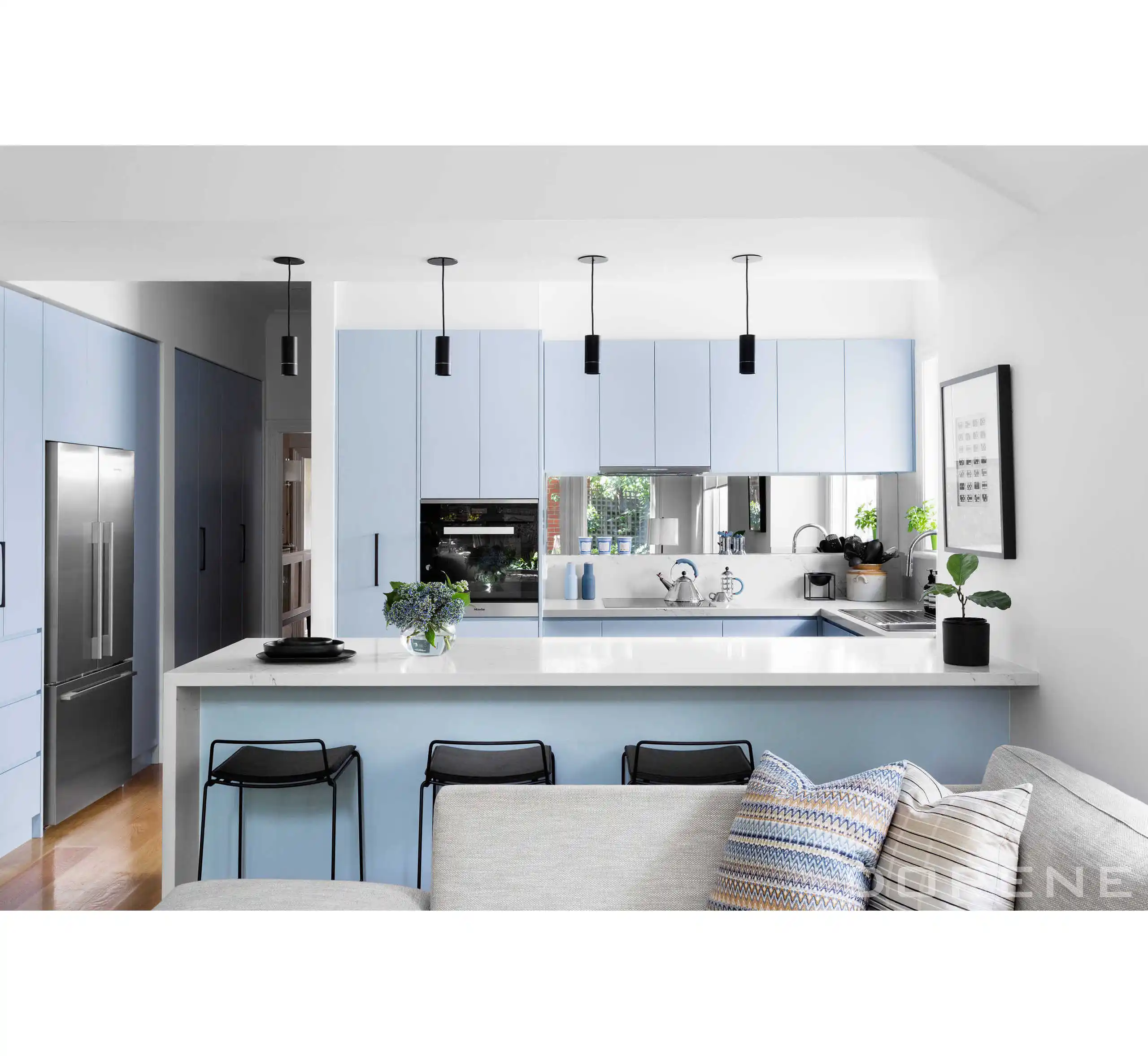 Dorene conjunto para móveis de cozinha, 2023, cor azul claro, laca mdf, semi brilho, armário de cozinha, moderno, personalizado