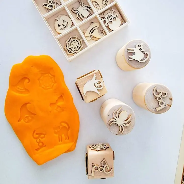 Nieuw Product 2022 Hout Playdough Custom Stempel Houten Voor Kinderen Educatief Speelgoed