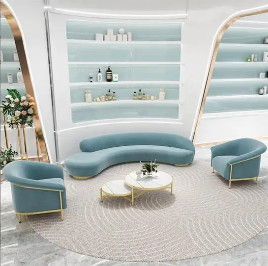 Divani da soggiorno moderni in stile nordico set sedili curvi a 1-5 posti in velluto/linea/colth/pelle in acciaio inossidabile per hotel di casa