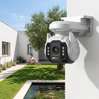 Caméra de sécurité extérieure WiFi 1080P avec audio bidirectionnel, panoramique/inclinaison, vision nocturne, suivi et détection humaine, stockage sur carte SD et cloud