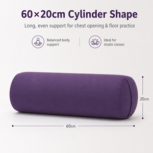 Coussin de méditation FLOWA 3,2 kg avec garnissage en coques de sarrasin, oreiller de soutien Pranayama 60x20cm, cylindre de maintien anti-affaissement pour studio zen - Product Image 3