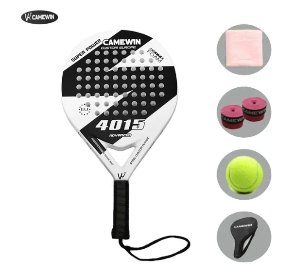 Padel Tennis Racket Carbon Fiber Grit Face Eva Memory Foam Core Paddle Outdo or Sport Professional Adult Play Game