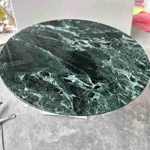 Mesa de comedor de mármol natural Pedestal de piedra artística mesas de comedor de sala de estar juego de mesa de comedor moderno de lujo verde - Product Image 6