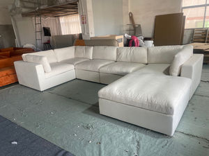 Muebles de Sala de Estar, Sofá Modular de Esquina con Tela Impermeable, Relleno de Plumas, Sofá Seccional Blanco Crema - Product Image 2