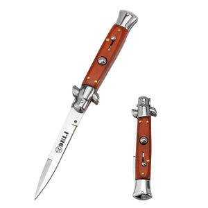 Couteau pliant AKC de défense personnelle en plein air, acier 440, haute dureté, couteau tactique de survie portable, manche en bois - Product Image 1