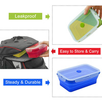 Boîte à lunch pliable réutilisable en silicone Récipient de stockage des aliments Boîte à lunch Bento en silicone Récipient de stockage des aliments en silicone avec couvercle