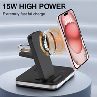 Chargeur sans fil pliable 4 en 1 pour iPhone pour IWatch Station de charge rapide avec lumière nocturne Support de téléphone de bureau