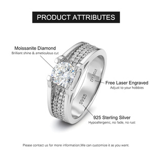 Goldleaf 1ct Moissanite 925 Sterling <b>Silver</b> <b>Ring</b> VVS1 Moissanite Diamond <b>Ring</b> White Gold Plated Moissanite Engagement <b>Ring</b> <b>Men</b> - Product Image 6