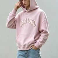 Hoodie oversized berbahan French Terry polos, model boxy cropped dengan tali serut, sablon custom, sablon puff, sablon foam.