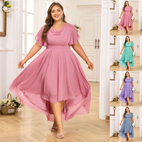 Robe mi-longue en mousseline de soie pour femme, taille plus, à ourlet asymétrique, élastique, décontractée, pour soirée africaine, été