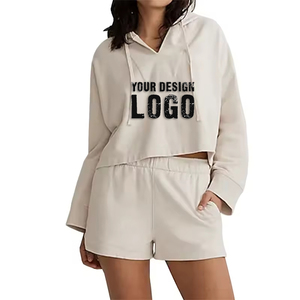 Sweat-shirt à capuche pour femmes, décontracté, ample, respirant, sexy, à logo personnalisé, pour le sport et la gym - Product Image 1