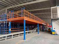 Plancher de mezzanine multicouche robuste avec escaliers, plate-forme de grenier de stockage industriel à cadre empilable en acier