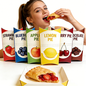 Custom Printed Aseptic Eco-Friendly Food Grade Self Erecting <b>Foldable</b> Disposable Pillow <b>Boxes</b> Handle for Fruit Pastry Pie - Product Image 4