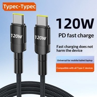 Kabel Data Pengisian Cepat 120W Lintas Batas Dual Type-C Transfer Data 6A Cocok untuk Laptop 15/16 Ponsel Ios