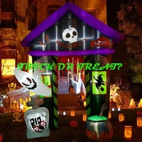Arche gonflable d'Halloween de 9 pieds avec LED, bol fantôme, pierre tombale pour maison hantée, jardin, fête, décorations murales pour fêtes