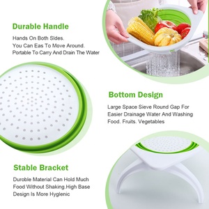 एस्कर्डर डी वर्दुस रसोई सिलिकॉन फोल्डेबल फूड स्ट्रॉनर टोकरी तह स्टैंड के साथ ढहने वाले कोनर्स - Product Image 4