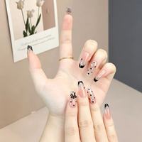 Prix d'usine Faux ongles longs forme cercueil, logo personnalisé OEM ODM, design French Manucure Papillon, ongles à couverture complète pour cadeau