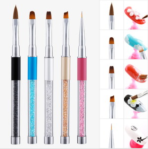 Pinceau à ongles coloré en acrylique avec strass, pinceau angulaire pour gel UV, pinceau de peinture pour la manucure et le nail art - Product Image 3