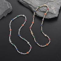 Collier de luxe en zirconium motif fleur arc-en-ciel pour femme, plaqué or 18 carats, accessoires haut de gamme style palais