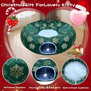 Großhandel Neues Design Plüsch Weiches Wärmendes Höhlen-Haustierversteck Zusammenklappbar mit Knisterbällen Weihnachts-Katzentunnel-Bett - Product Image 6