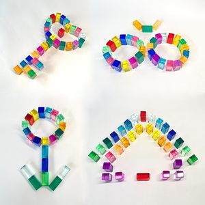 Sớm Học Tập Rõ Ràng Cube Hình Chữ Nhật Xây Dựng Đồ Chơi Trẻ Em Cảm Giác Cầu Vồng Acrylic Xây Dựng Khối Thiết Lập - Product Image 2