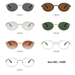Lunettes de soleil de luxe à monture ovale en métal, collection 2025, montures or et gris avec verres UV400 - Product Image 5