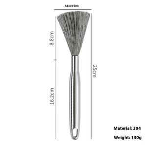 Custom 304 Stainless <b>Long</b> <b>Handle</b> Dish Kitchen Cup Cleaning Artifact With Steel <b>Brush</b> for Pot Scrubbing Bowl Dirt Removal - Product Image 2