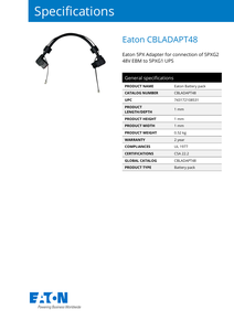 Cable Adaptador Original <span class=keywords><strong>Eaton</strong></span> CBLADAPT48 48V EBM para Conectar UPS <span class=keywords><strong>5PX</strong></span> Gen1 a Módulo de Batería Externa 5PXEBM48RT2UG2 - Product Image 3