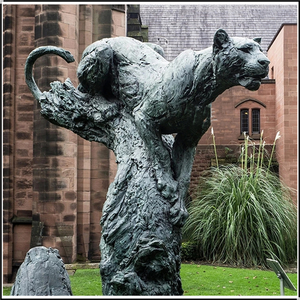Scultura di <span class=keywords><strong>Pantera</strong></span> in Bronzo Resistente alle Intemperie per Esterni, Statua in Ottone con Ossidazione Naturale per Villa, Cortile e Giardino - Product Image 1