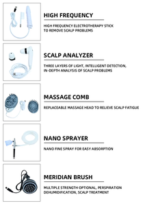 Appareil professionnel 5 en 1 pour la thérapie du cuir chevelu avec analyseur HD, nano-pulvérisateur et peigne haute fréquence pour salon - Product Image 5