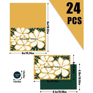 Carte de remerciement personnalisée en feuille d'or avec motif floral contrastant et enveloppe cadeau pour anniversaire - Product Image 3