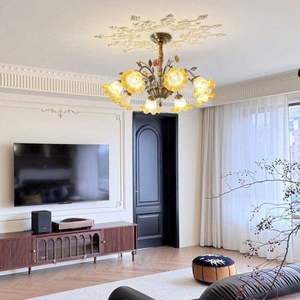 Lustre en fer et verre de style français, <span class=keywords><strong>LED</strong></span>, pour <span class=keywords><strong>salon</strong></span>, design artistique, éclairage vintage, nouveau modèle, style pastoral romantique - Product Image 3