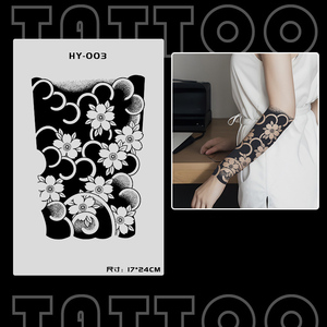 Autocollants de tatouage temporaire motif fleur de cerisier, écologiques, imperméables, pour bras, dos, épaule, cou, art corporel - Product Image 5