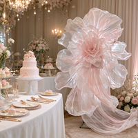 Bunga Organza Pink Raksasa Y-090 dengan Ekor Panjang untuk Dekorasi Latar Belakang Pernikahan, Pintu Masuk Upacara & Photo Booth