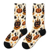 Chaussettes mi-mollet pour hommes Halloween, motif citrouille, chauve-souris, fantôme, chaussettes fantaisie tricotées saisonnières